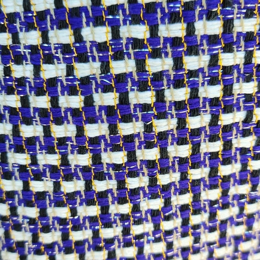 J. Crew Woven Silk-Blend Pencil Mini Skirt Purple, White,Gold Size 4.#9… - Picture 3 of 7